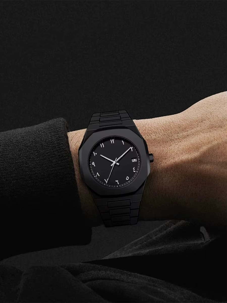 Stainless Steel Arabic Dial Quartz Watch for Men