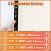 Temperature settings for a heating system with text overlay