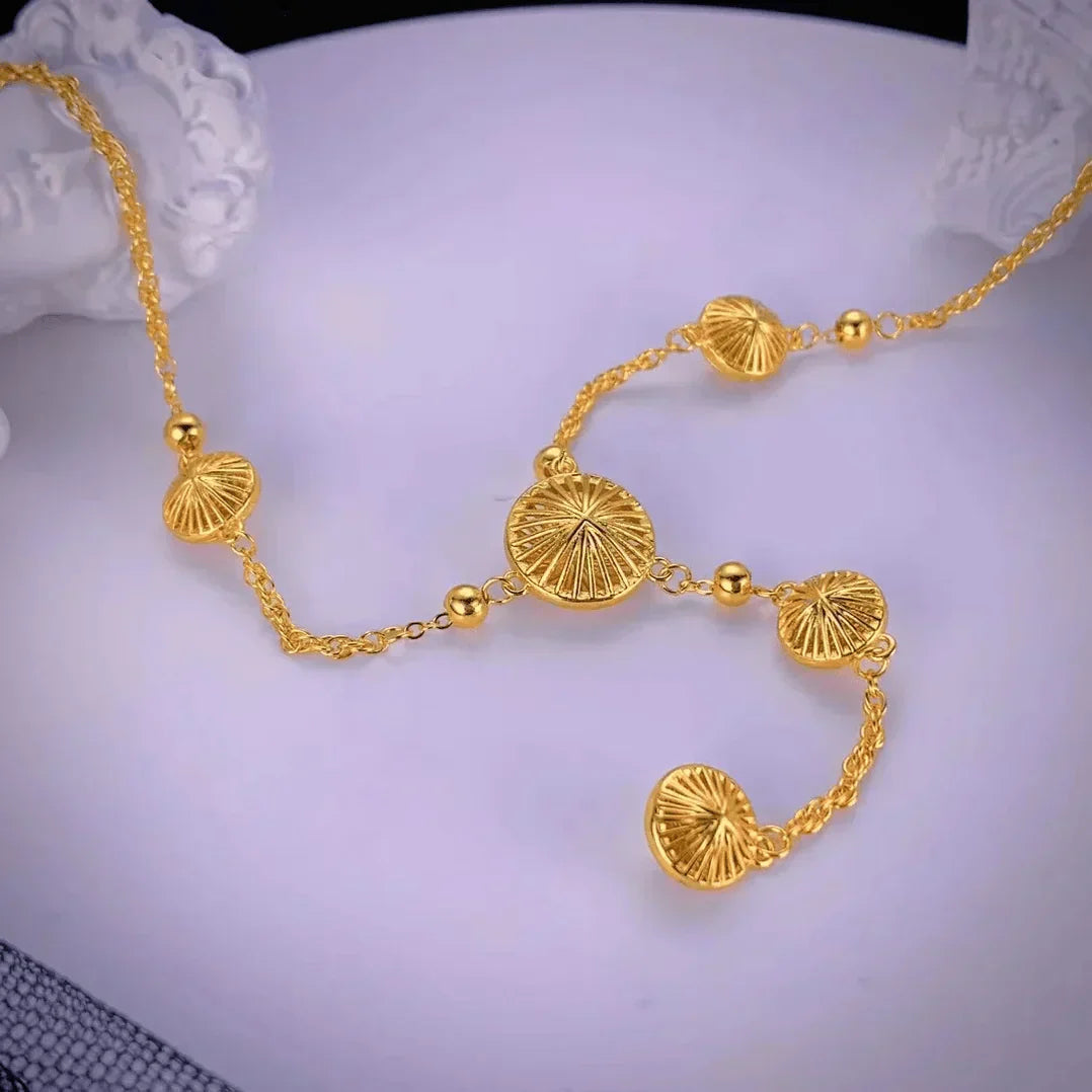 Gold Circle Tassel Necklace | 14K Gold Pendant Jewelry