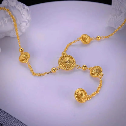 Gold Circle Tassel Necklace | 14K Gold Pendant Jewelry
