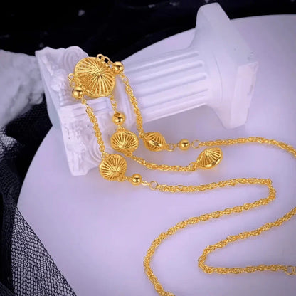 Gold Circle Tassel Necklace | 14K Gold Pendant Jewelry