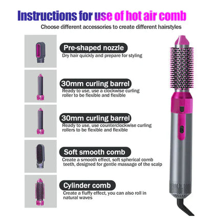 5-in-1 Hot Air Brush & Styler | Professional Hair Dryer