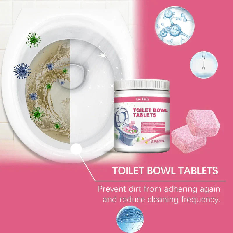 Jue Fish Toilet Bowl Tablets - 12Pcs Deodorizer Cleaner