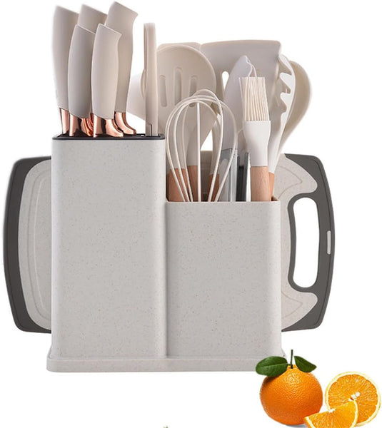 19-Piece Stainless Steel Kitchen Tool & Knife Set