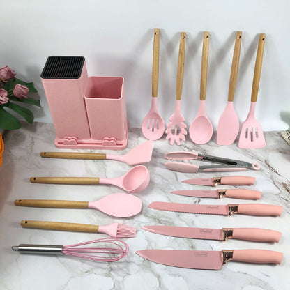 19-Piece Stainless Steel Kitchen Tool & Knife Set