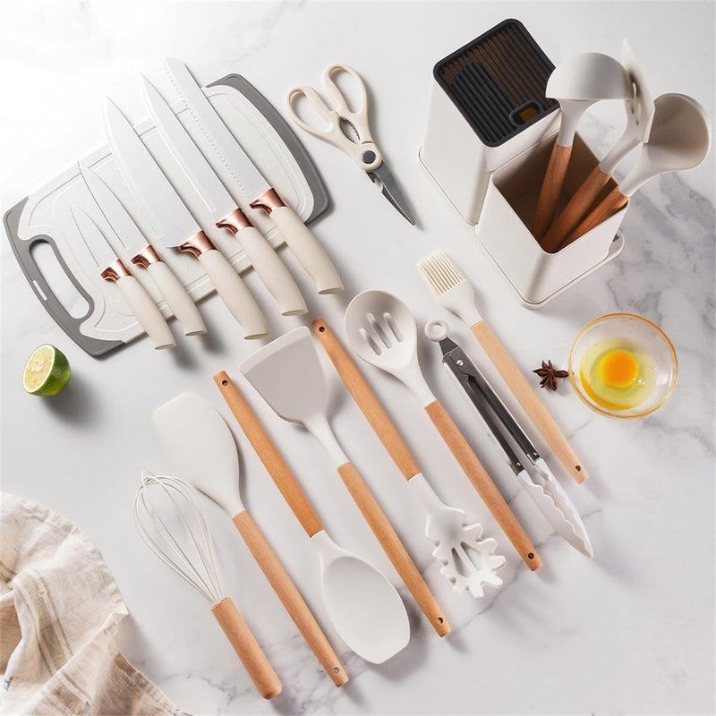 19-Piece Stainless Steel Kitchen Tool & Knife Set