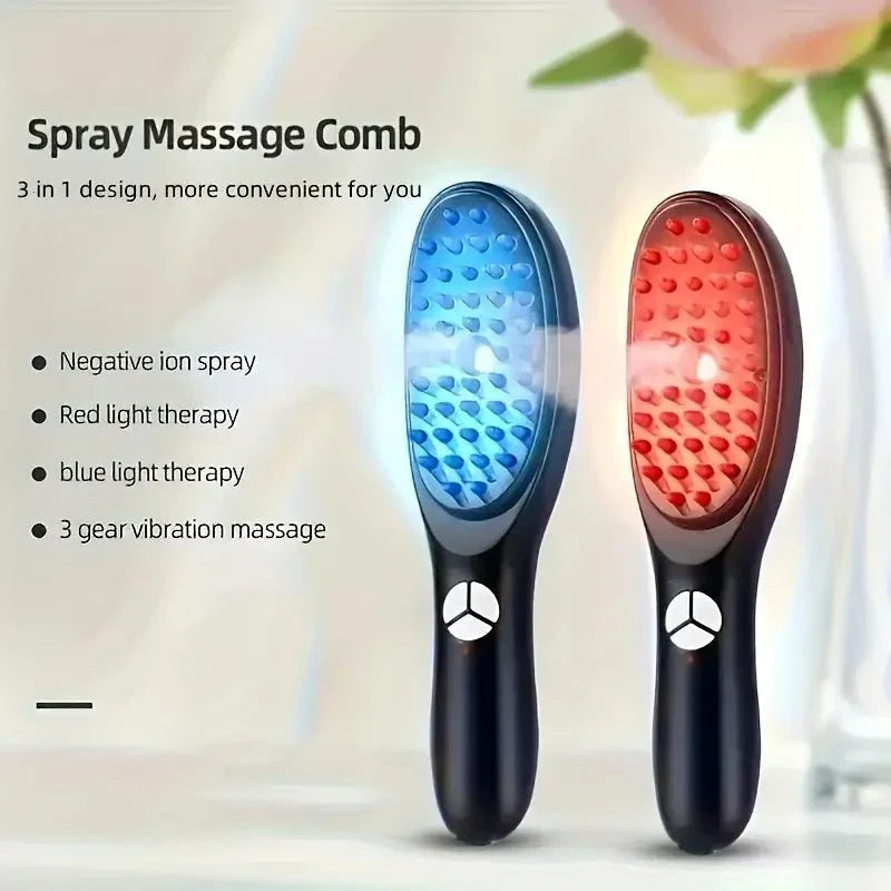 LED Hair Growth Brush - Red & Blue Light Spray Comb