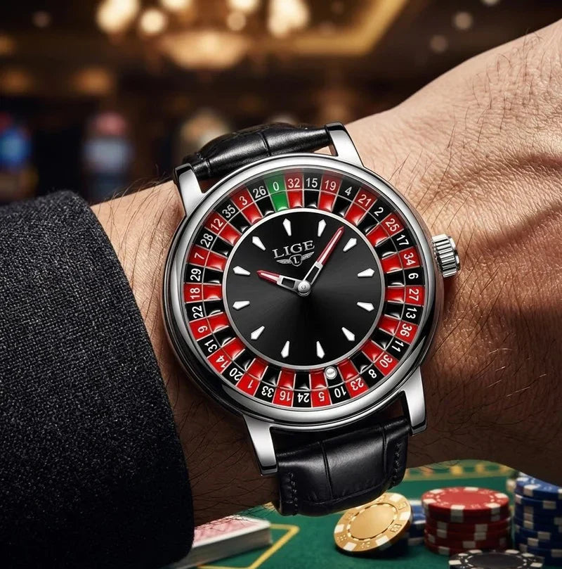 LIGE Roulette Dial Watch - Unique Quartz Men's Fashion