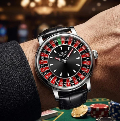 LIGE Roulette Dial Watch - Unique Quartz Men's Fashion