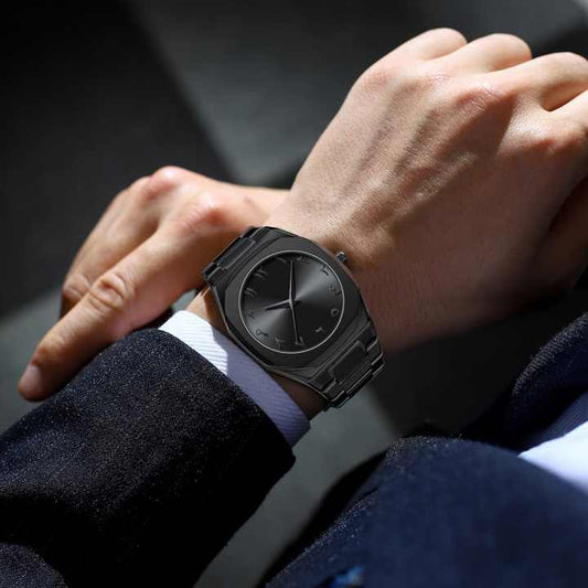 Stainless Steel Arabic Dial Quartz Watch for Men